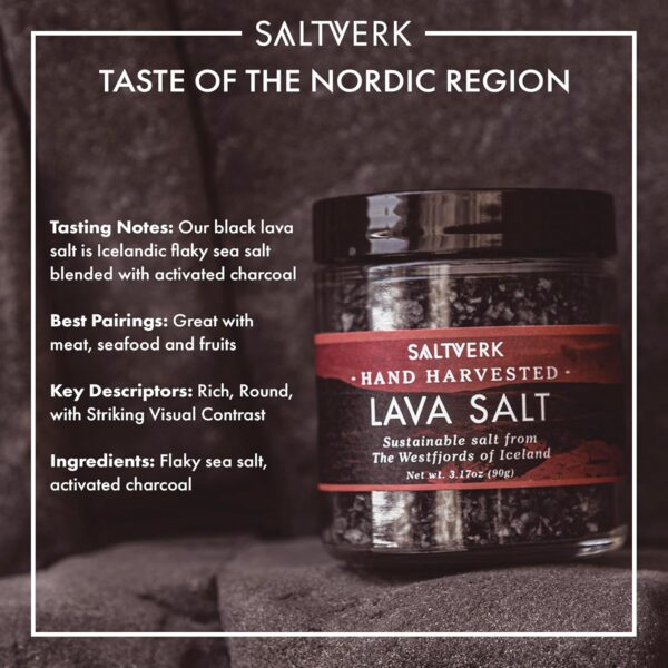 Saltverk Lava Sea Salt - 3.17 Ounces Jar - Hand Harvested Gourmet - Sustainably Made - Image 2