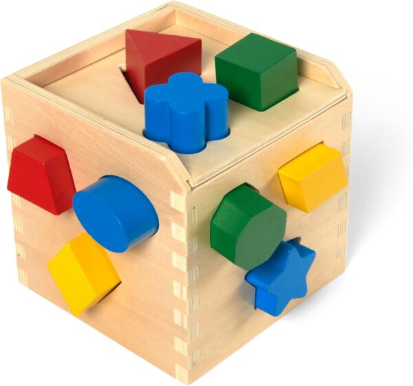 Melissa & Doug Shape Sorting Cube - Classic Wooden Toy With 12 Shapes Classic Kids Toys, Wooden Toddler Toys, Shape Sorter For Toddlers Ages 2+ - Image 5