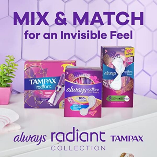 Tampax Radiant Tampons, Regular Absorbency, With Leakguard Braid, Unscented, 84 Count - Image 3