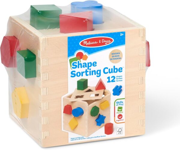 Melissa & Doug Shape Sorting Cube - Classic Wooden Toy With 12 Shapes Classic Kids Toys, Wooden Toddler Toys, Shape Sorter For Toddlers Ages 2+ - Image 4