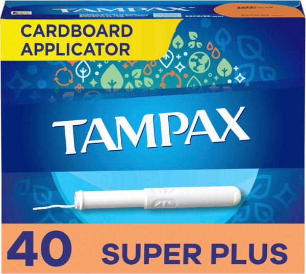 Tampax Tampons, Super Plus Absorbency, Cardboard Applicator, Leakgaurd Skirt, Unscented, 40 Count