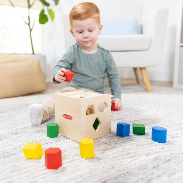 Melissa & Doug Shape Sorting Cube - Classic Wooden Toy With 12 Shapes Classic Kids Toys, Wooden Toddler Toys, Shape Sorter For Toddlers Ages 2+ - Image 8