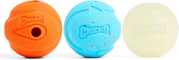 Chuckit! Gen 3 Fetch Medley Dog Balls - Includes the High-Bounce Fetch Ball, Floating Ultra Ball, and Rugged Ball - Durable Rubber Toys for Dogs 20-60 lbs - Size Medium - 2.5-inch Diameter - Set of 3 - Image 2