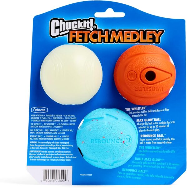 Chuckit! Gen 3 Fetch Medley Dog Balls - Includes the High-Bounce Fetch Ball, Floating Ultra Ball, and Rugged Ball - Durable Rubber Toys for Dogs 20-60 lbs - Size Medium - 2.5-inch Diameter - Set of 3 - Image 4