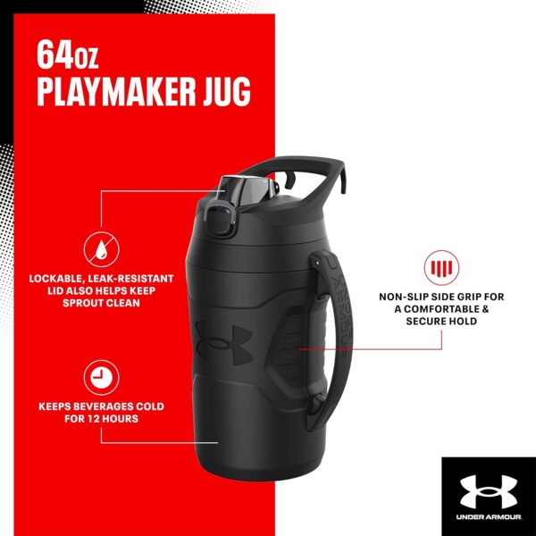 Under Armour Half Gallon Water Bottle Insulated, 64oz Insulated Water Bottle with Handle, Sports Water Jug, Fence Hook, Leak Resistant, for Baseball, Football & More - Image 2