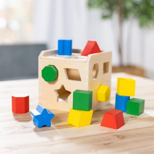 Melissa & Doug Shape Sorting Cube - Classic Wooden Toy With 12 Shapes Classic Kids Toys, Wooden Toddler Toys, Shape Sorter For Toddlers Ages 2+ - Image 10