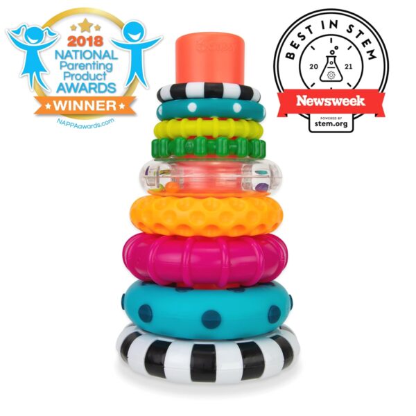 Sassy Stacks of Circles Stacking Ring STEM Learning Toy, Age 6+ Months, Multi, 9 Piece Set - Image 2