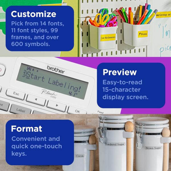 Brother P-Touch PTD220 Home/Office Everyday Label Maker | Prints TZe Label Tapes up to ~1/2 inch White - Image 3