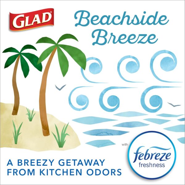 Glad Odorshield Small Drawstring Trash Bags, 4 Gal, Febreze Beachside Breeze, 80 Ct, Pack May Vary - Image 3