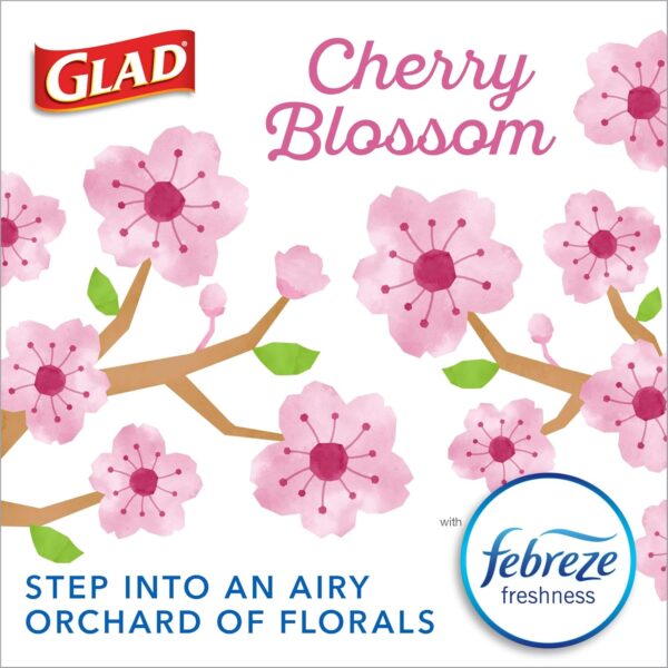 Glad Odorshield Small Drawstring Trash Bags, 4 Gal, Pink, Cherry Blossom, 80 Ct, Pack May Vary - Image 3