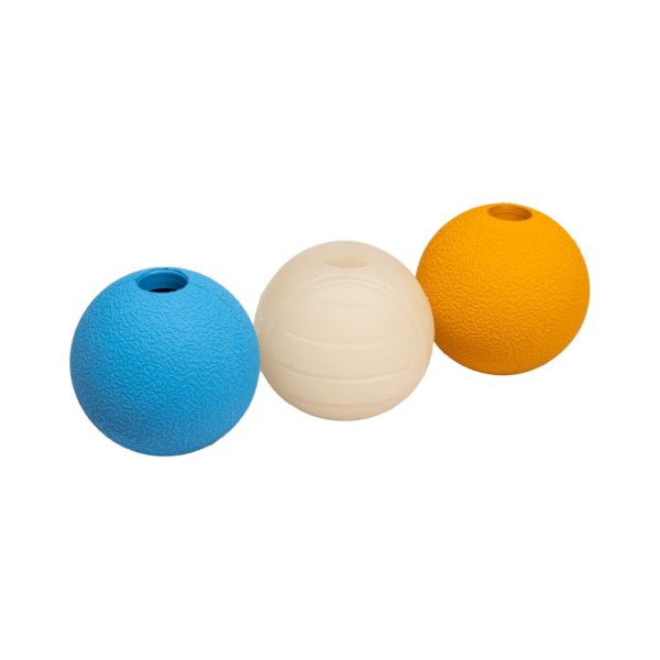 Amazon Basics Dog Toys, Interactive Assorted Rubber Balls, (Pack of 3), 2.5 inch, Blue, Beige, Orange