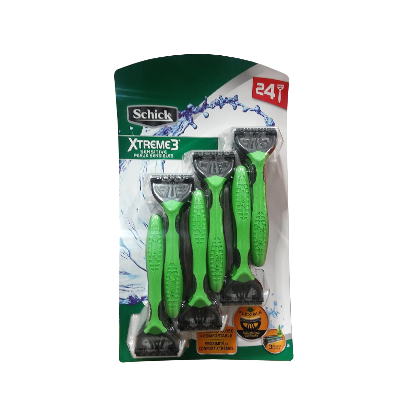 Schick Xtreme 3 Blade Sensitive Razor with Vitamin E & Aloe (24 Count)