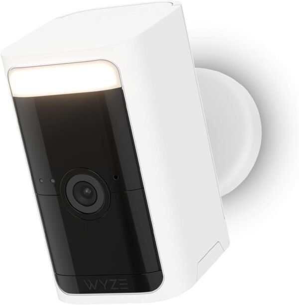 WYZE Wireless Outdoor/Indoor Battery Security Camera, 2.5K HDR Color Night Vision, Integrated Spotlight & Siren, Motion Detection, 2-Way Audio, Alexa & Google Assistant Compatible, White, 1-Pack