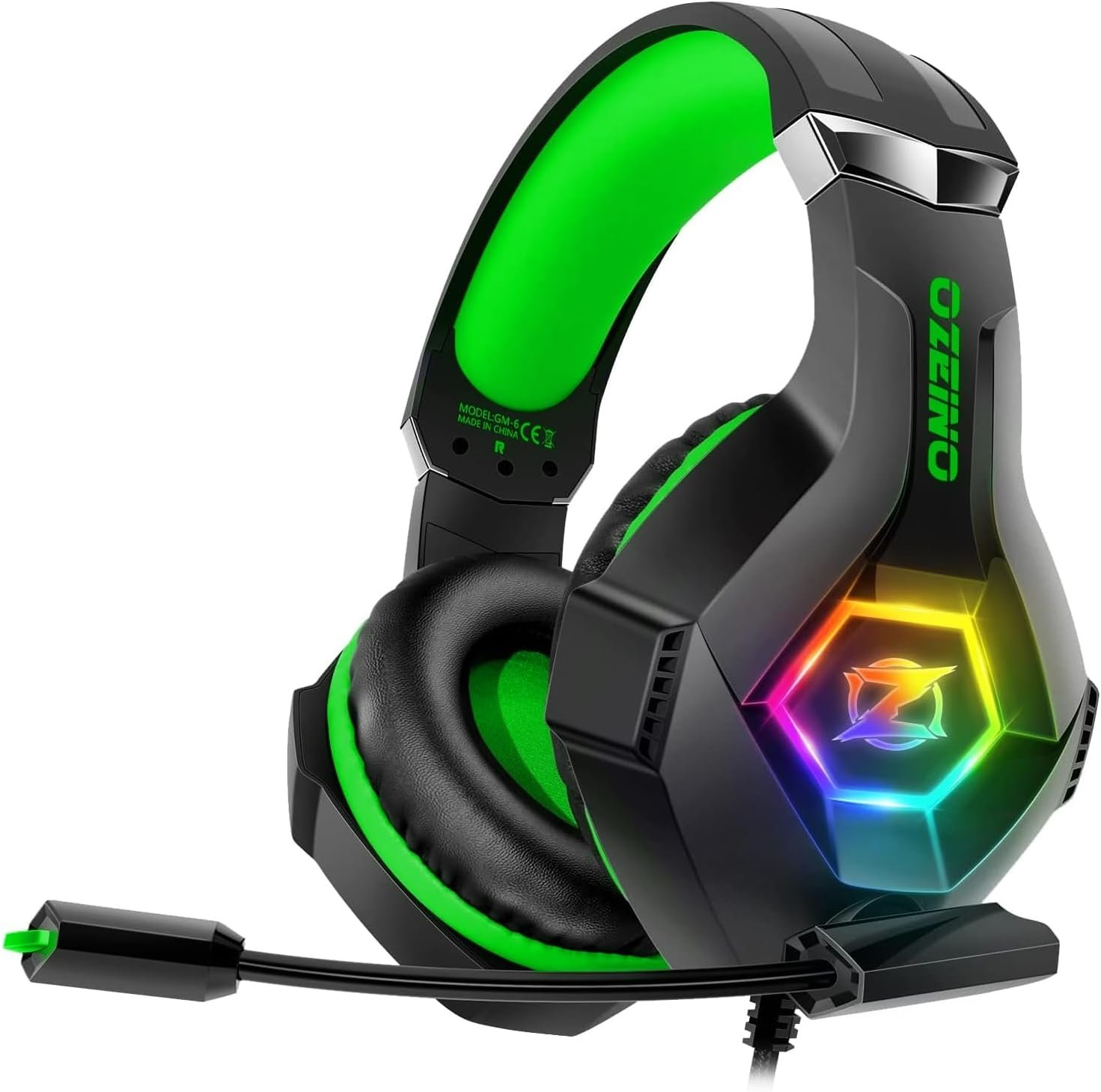 Gaming Headset for PC, Ps4, Ps5, Xbox Headset with 7.1 Surround Sound, Gaming Headphones with Noise Cancelling Mic RGB Light Over Ear Headphones for Xbox Series X/S, Switch-Green
