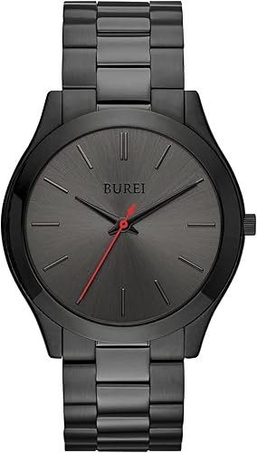 BUREI Men Watches Fashion Analog Stainless Steel Quartz Waterproof Watches,Gift for Men.