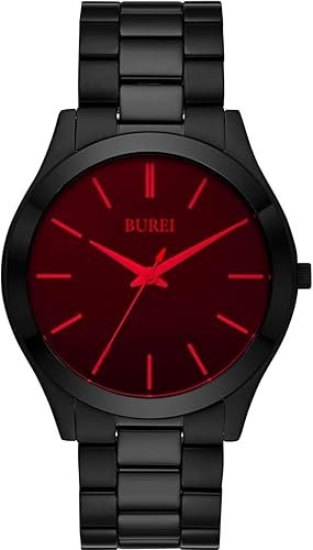 BUREI Men Watches Fashion Analog Stainless Steel Quartz Waterproof Watches,Gift for Men.