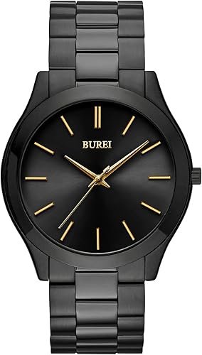 BUREI Men Watches Fashion Analog Stainless Steel Quartz Waterproof Watches,Gift for Men.