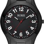 BUREI Men Watches Fashion Analog Stainless Steel Quartz Waterproof Watches,Gift for Men.