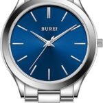 BUREI Men Watches Fashion Analog Stainless Steel Quartz Waterproof Watches,Gift for Men.