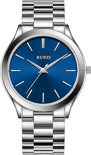 BUREI Men Watches Fashion Analog Stainless Steel Quartz Waterproof Watches,Gift for Men.