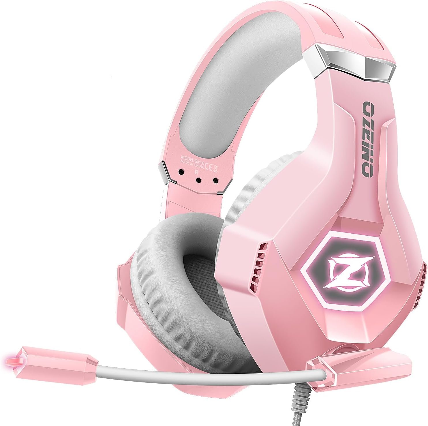 Gaming Headset for PC, Ps4, Ps5, Xbox Headset with 7.1 Surround Sound, Gaming Headphones with Noise Cancelling Mic RGB Light Over Ear Headphones for Xbox Series X/S, Switch-Pink
