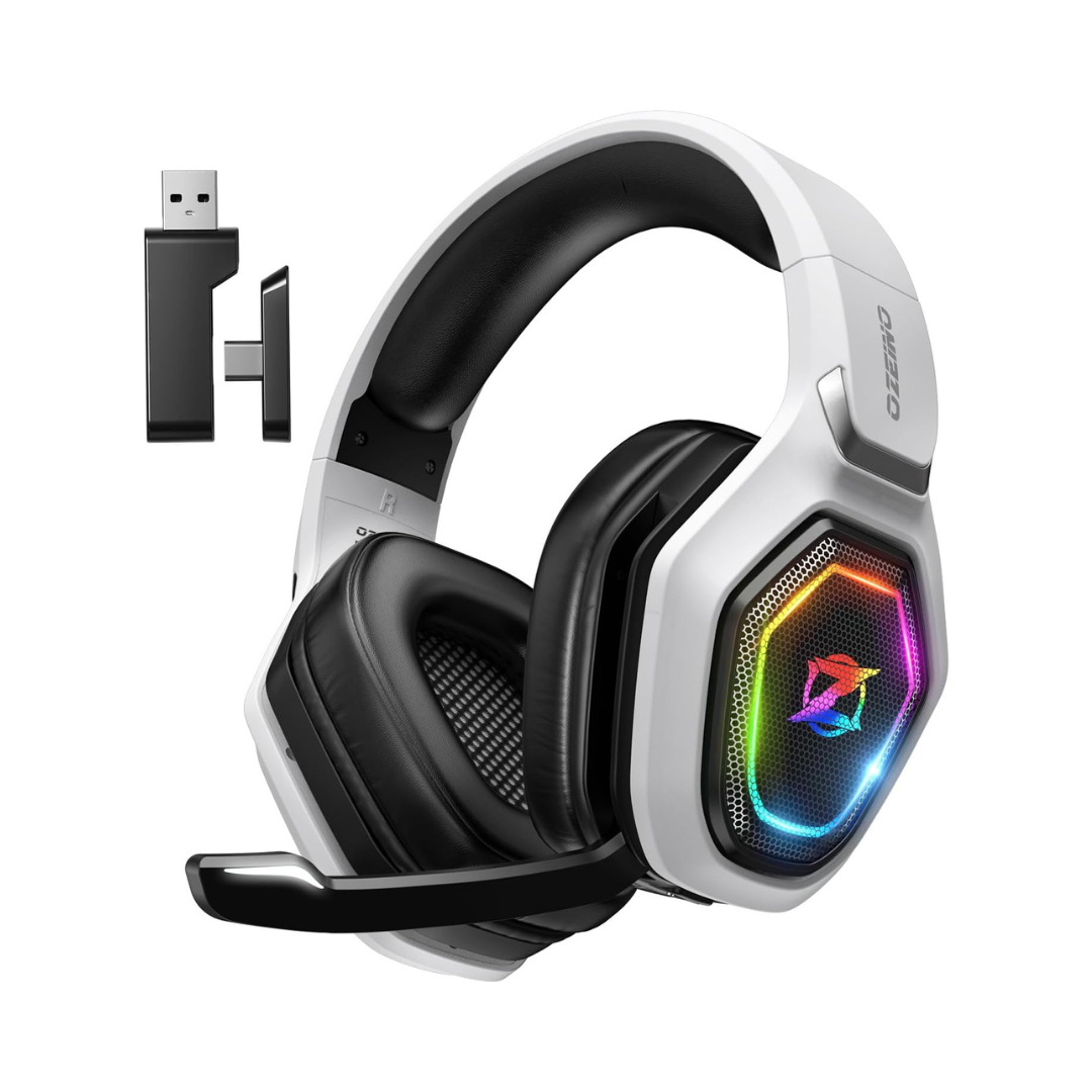 2.4GHz Wireless Gaming Headset for PC, Ps5, Ps4 - Lossless Audio USB & Type-C Ultra Stable Gaming Headphones with Flip Microphone, 40-Hr Battery Gamer Headset for Switch, Laptop, Mobile, Mac