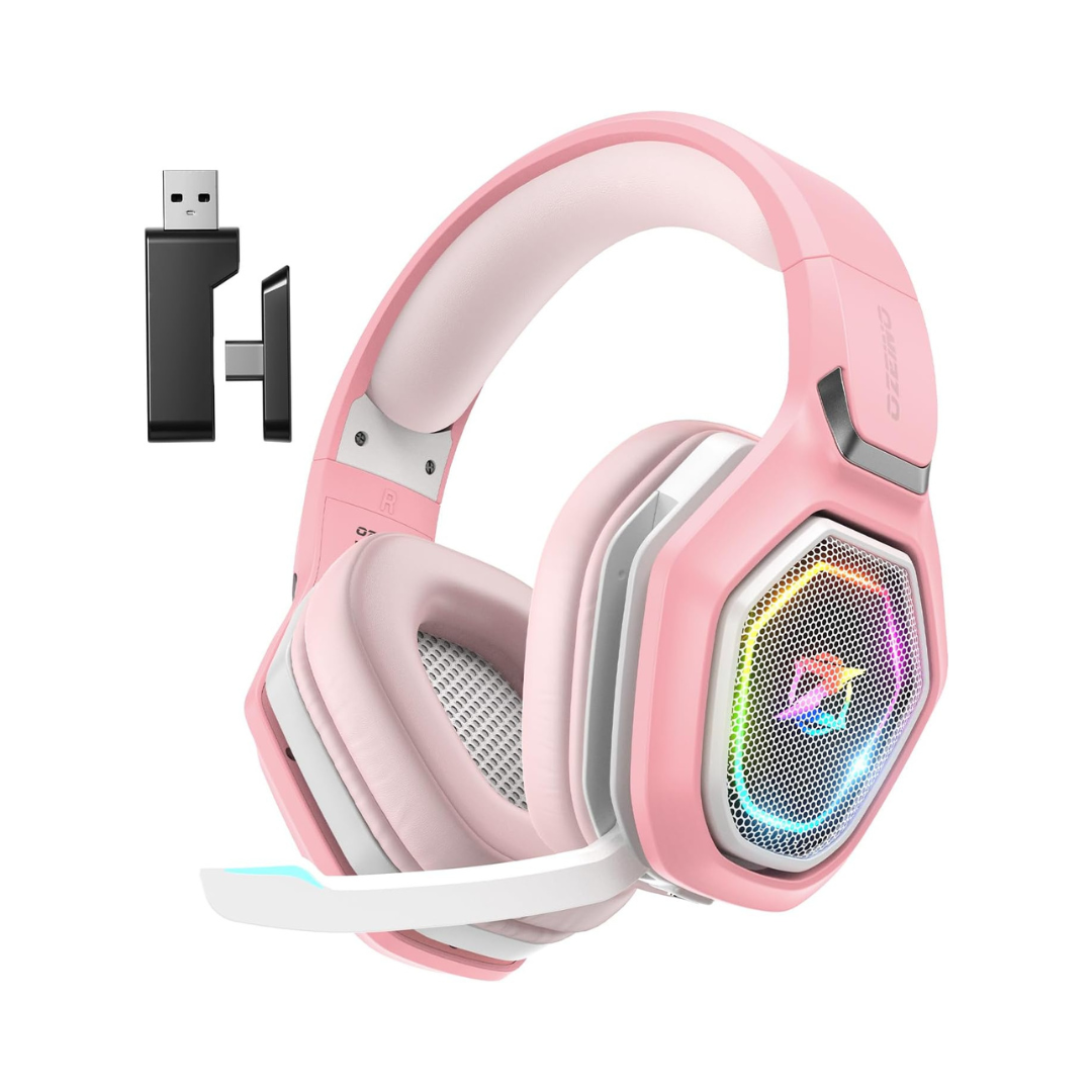 2.4GHz Gaming Headset Wireless with Flip Mic for Ps5, Ps4, PC, Gaming Headphones with USB-A & USB-C Transmitter, 40Hr Battery Bluetooth Headset for Laptop, Mobile, Mac