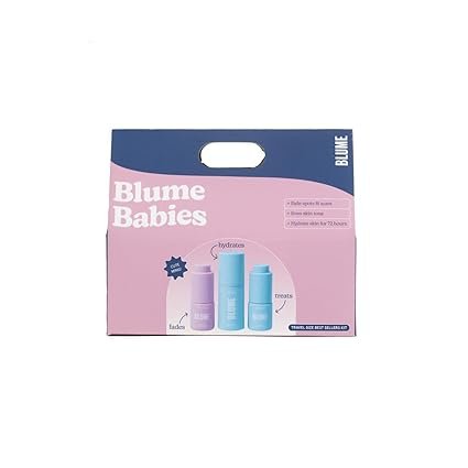 Blume Babies Travel Size Skin Care Set Acne and Scar Treatment Travel Size Toiletries Meltdown Acne Face Oil Milky Fade Vitamin C Serum and Meltdown Gel Moisturizer TSA Approved Skincare Set 3
